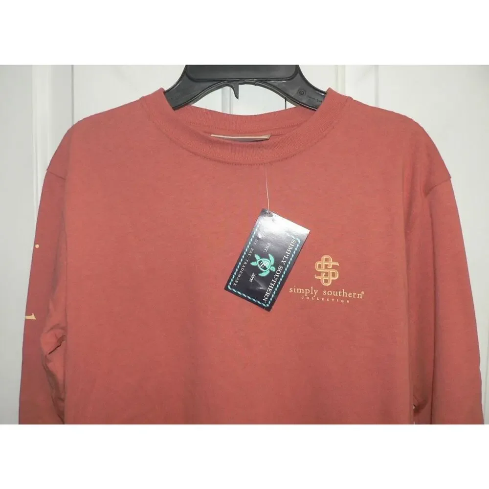 Simply Southern Kids Hey Pumpkin Long Sleeve Crew T-Shirt in Pumpkin Medium $26‎